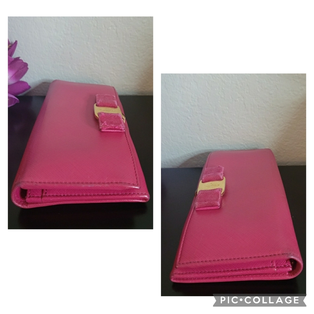 Salvatore Ferragamo Vara Bow Pink Bifold Long Leather Wallet - Picture 5 of 13